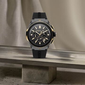 Cerruti 1881 Black Dial Silicone Strap Watch for Men