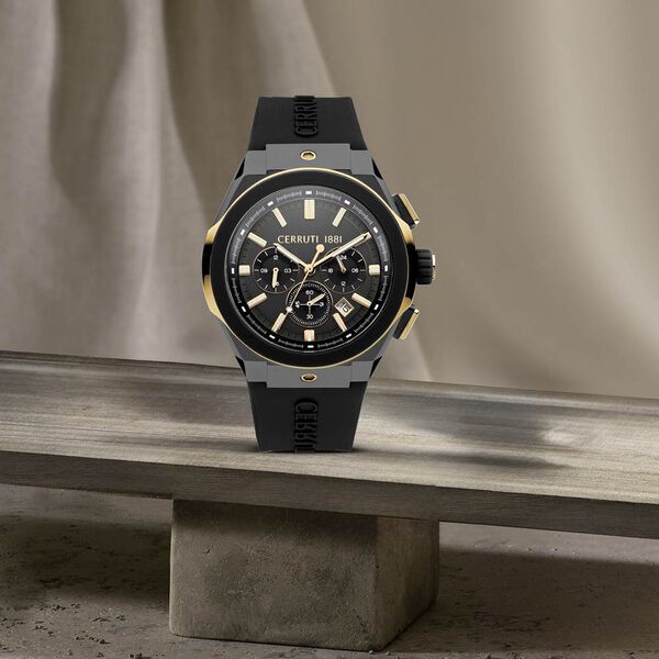 Cerruti 1881 Black Dial Silicone Strap Watch for Men - image number 2