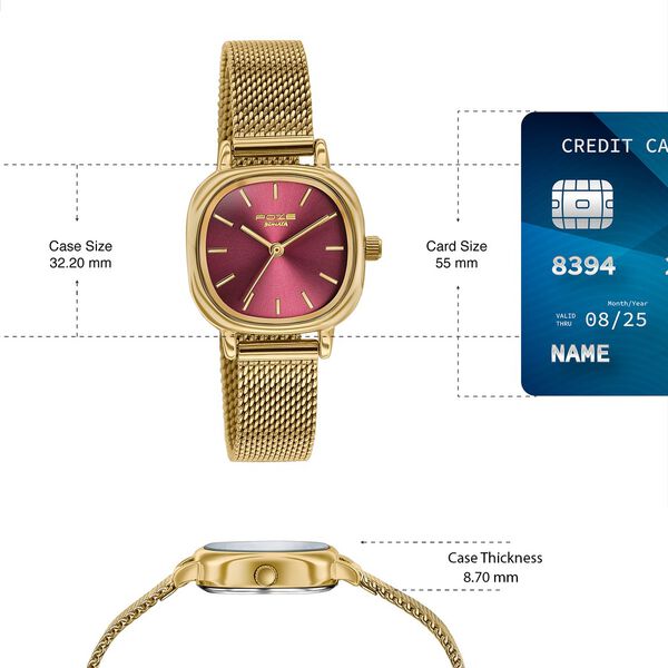 Poze By Sonata Quartz Analog Pink Dial Golden Metal Strap Watch For Women - image number 3
