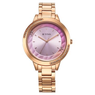 Titan Razzle Dazzle Quartz Analog Pink Dial Stainless Steel Strap Watch For Women