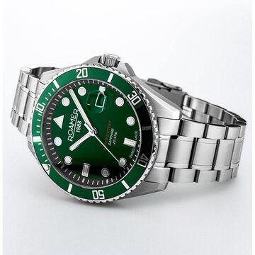 Roamer Pro Diver 200 Quartz Analog with Date Green Dial Silver Stainless Steel Strap Watch For Men