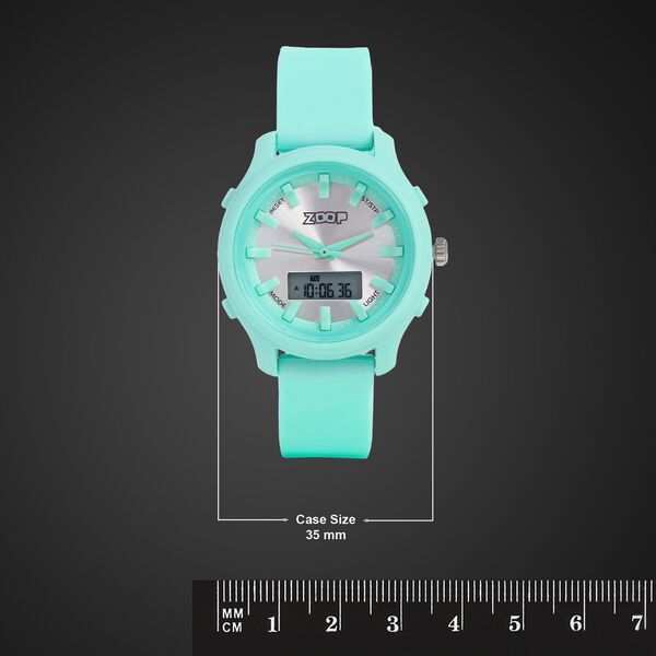 Zoop Ana-Digi Watch with Silver Dial & Green Strap for Girls Kids, from House of Titan - image number 3