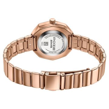 Poze Poze Quartz Analog White Dial Rose Gold Stainless Steel Strap Watch For Women