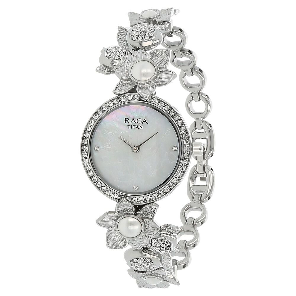 Buy Online Titan Raga Aurora Mother of Pearl Dial Women Watch With Metal Strap nk95043sm01 Titan