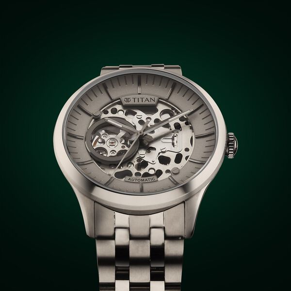 Titan Metal Mechanicals Silver Dial Silver Stainless Steel Strap Watch for Men - image number 0
