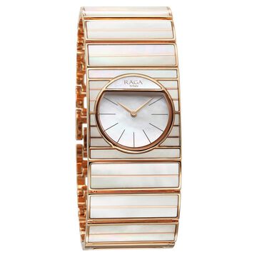 Titan Raga Power Pearls Quartz Analog Mother Of Pearl Dial and Strap Watch for Women