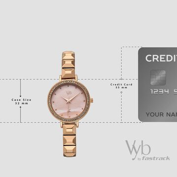Vyb Enigma By Fastrack Quartz Analog Pink Dial Rose Gold Metal Strap Watch For Girls