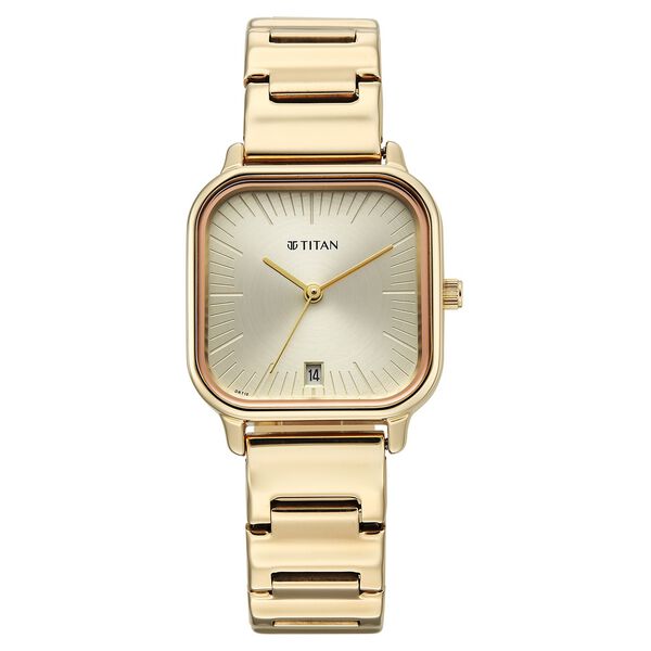 Titan Neo Quartz Analog with Date Champagne Dial Rose Gold Metal Strap Watch For Women - image number 0