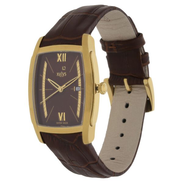 Xylys Swiss Analog with Date Brown Leather Strap and Brown Dial Watch For Men - image number 1
