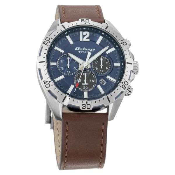 Titan Octane Blue Chronograph Leather Strap watch for Men - image number 0