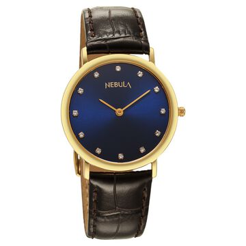 Titan Nebula Vintage 18k Gold Analog with Diamond Studded Indices Watch for Men