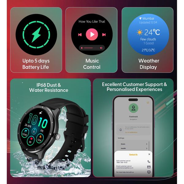 Fastrack Revoltt FR2 with 3.50 cm UltraVU Display, Advanced Blazing Fast UI, Working Crown, IP68 Smartwatch - image number 6