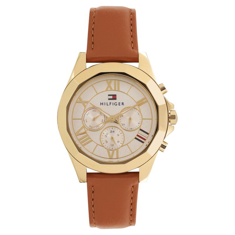 Tommy Hilfiger Quartz Multifunction Silver Dial Leather Strap Watch for Women - image number 0