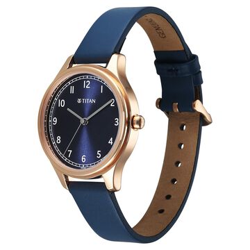 Titan Neo Quartz Analog Blue Dial Blue Leather Strap Watch For Women