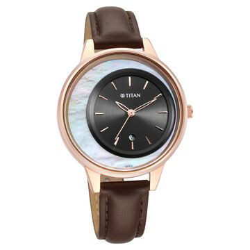 Titan Crescent Quartz Analog Leather Strap Watch for Women