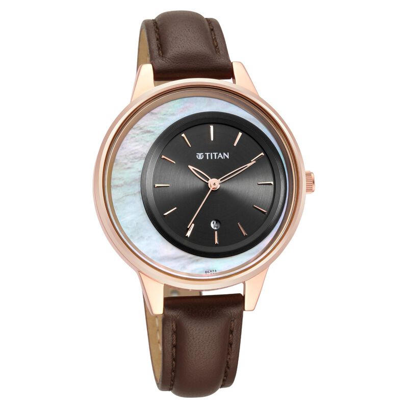 Titan Crescent Quartz Analog Leather Strap Watch for Women - image number 0