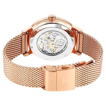 Titan Mechanical Slimline Blue Dial Rose Golden Mesh Strap watch for Men