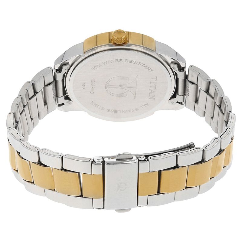 Titan Quartz Analog with Day and Date Black Dial Stainless Steel Strap Watch for Men - image number 3