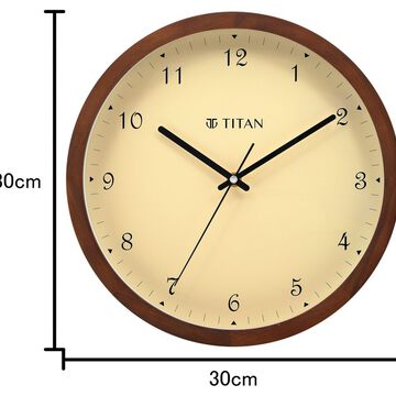 Titan Wooden Wall Clock Brown Dial with Silent Sweep - 30 cm x 30 cm (Medium)