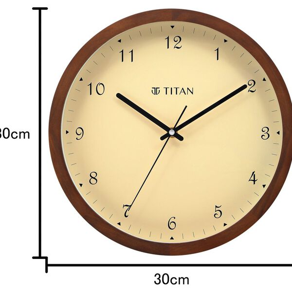 Titan Wooden Wall Clock Brown Dial with Silent Sweep - 30 cm x 30 cm (Medium) - image number 3