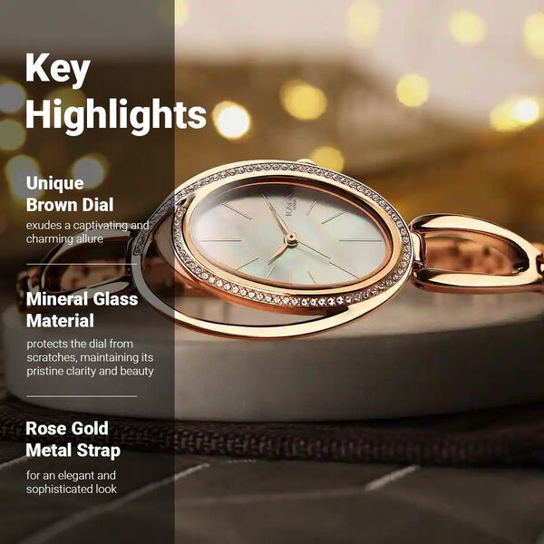 Titan Raga Delight Brown Dial Analog Stainless Steel Strap Watch for Women - image number 2