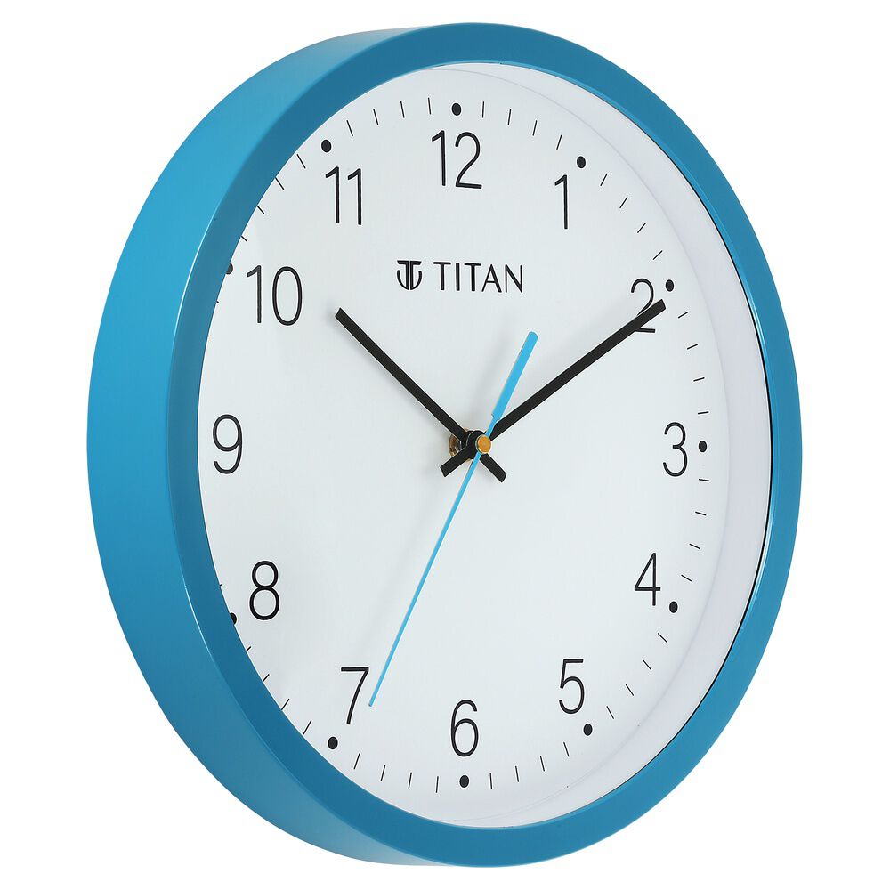 Buy Online Titan Classic Quartz Analog Blue Dial Wall Clock With