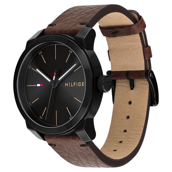 Tommy Hilfiger Quartz Analog Black Dial Leather Strap Watch for Men - image number 1
