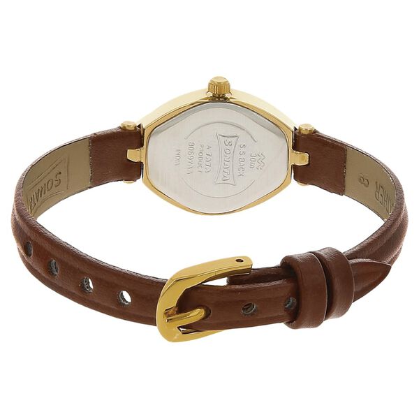 Sonata Quartz Analog Champagne Dial Leather Strap Watch for Women - image number 3