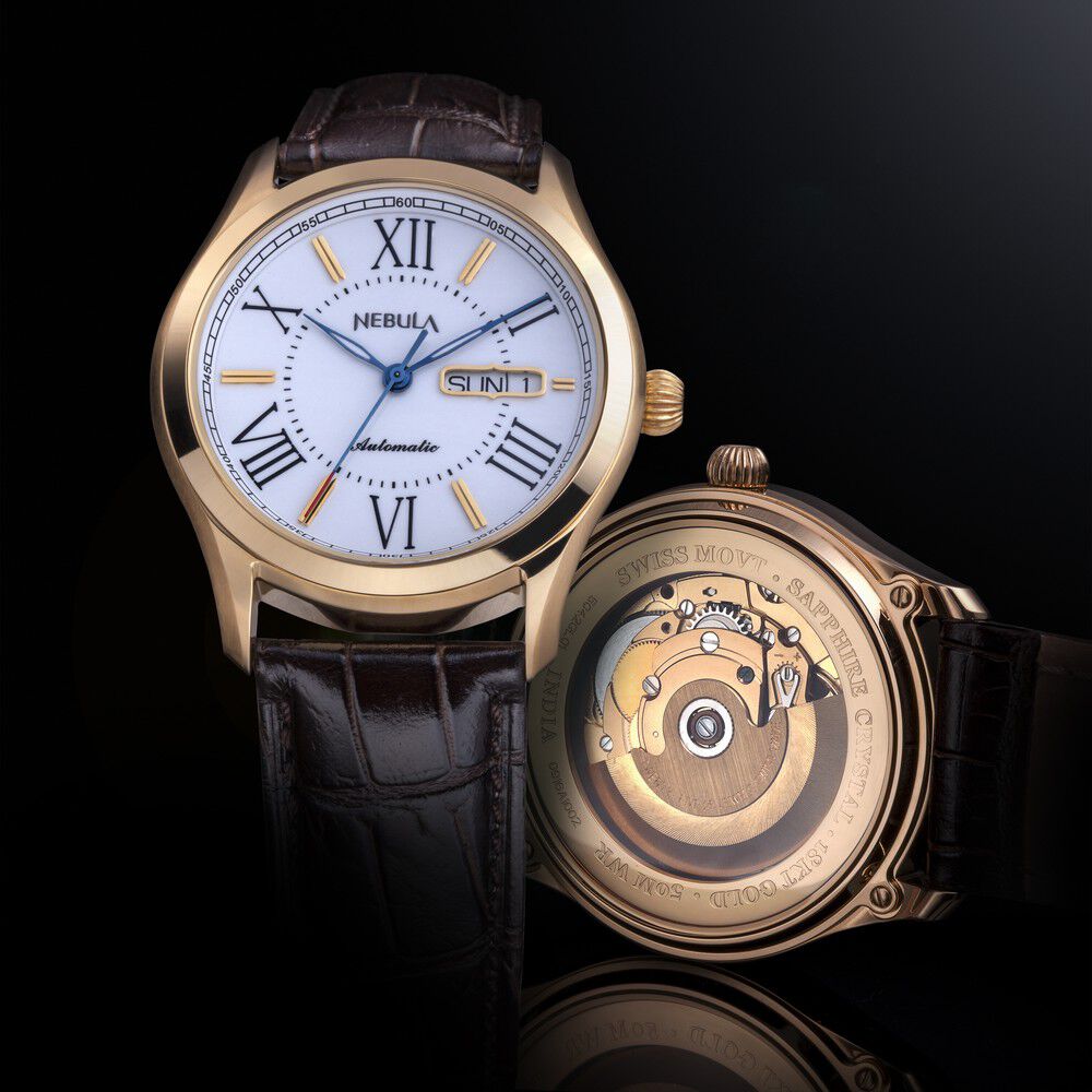 Titan Nebula Swiss Automatic 18 Karat Solid Gold Watch for Men