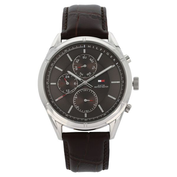 Tommy Hilfiger Quartz Analog with Day and Date Brown Dial Leather Strap Watch for Men - image number 0