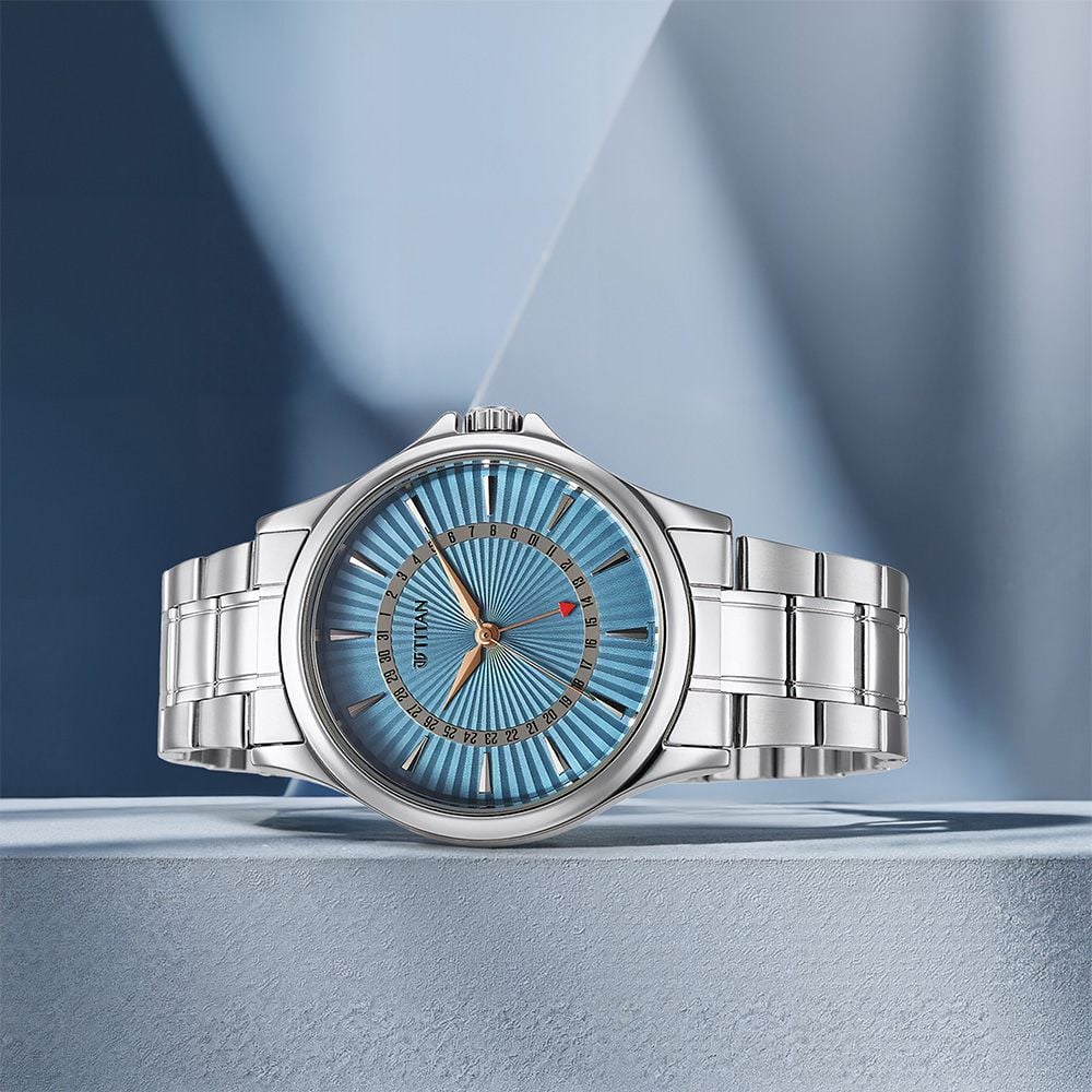 Titan Karishma Quartz Analog with Date Blue Dial Stainless Steel Strap Watch For Men-image-37