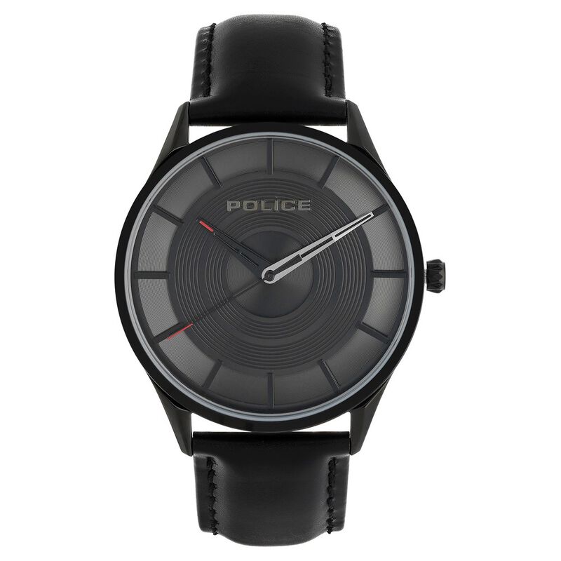 Police Quartz Analog Black Dial Leather Strap Watch for Men