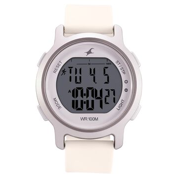 Fastrack Street Line Digital Dial Beige Silicone Strap Watch for Girls