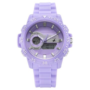 Fastrack Street line Quartz Analog Digital Purple Dial Silicone Strap Watch for Girls