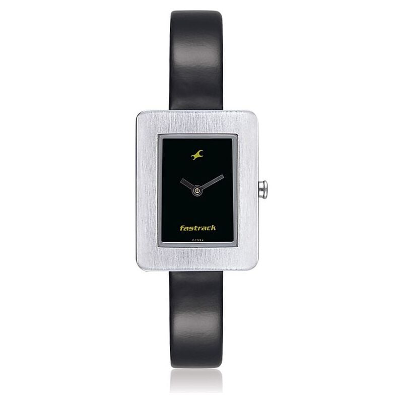 Fastrack Quartz Analog Black Dial Leather Strap Watch for Girls