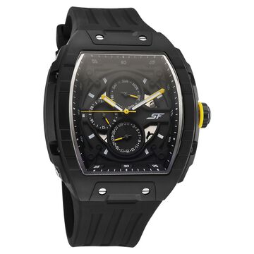 SF Maiden Voyage Sport Watch - Black Dial & Strap - Tonneau Shaped Case with Multifunction movement