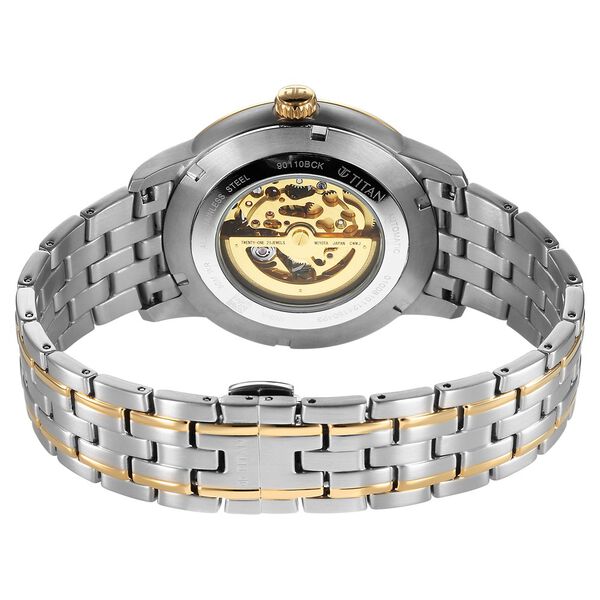 Titan Golden Heart Skeletal Automatic Analog with Silver Dial Dual-Tone Stainless Steel Strap Watch for Men - image number 5