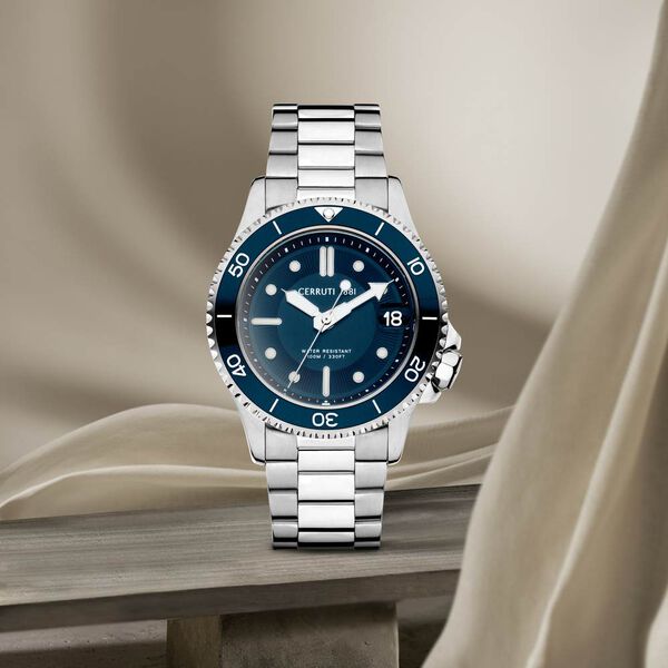 Cerruti 1881 Blue Dial Stainless Steel Strap Watch for Men - image number 2