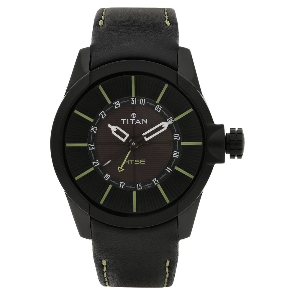 Titan Solar Powered Brown Dial Leather Strap watch for Men