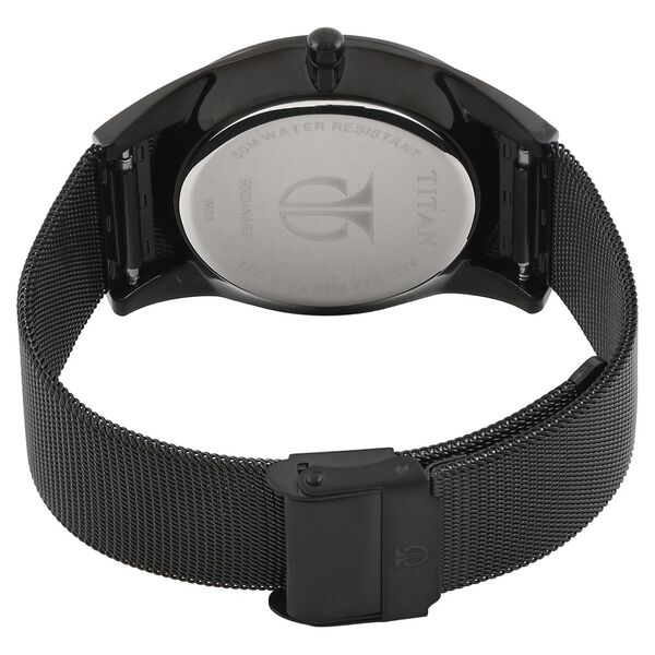 Titan Quartz Analog with Date Black Dial Stainless Steel Strap Watch for Men - image number 3