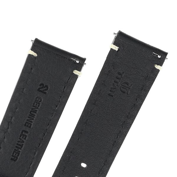 22 mm Black Genuine Leather Straps for Men - image number 4