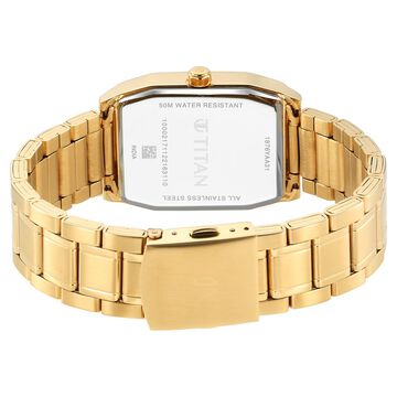 Titan Regalia Opulent Quartz Analog with Day and Date White Dial Golden Metal Strap Watch For Men