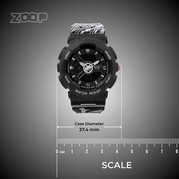 Zoop Samurai Quartz Digital Watch For Boys With Black Dial Black Polyether Strap From House Of Titan
