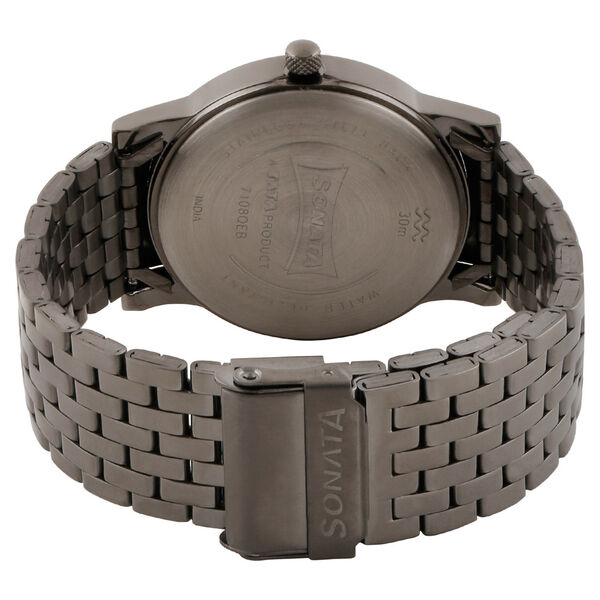 Sonata Quartz Analog Black Dial Stainless Steel Strap Watch for Men - image number 2