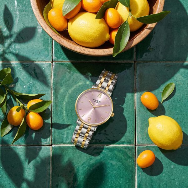 Poze By Sonata Quartz Analog Pink Dial Two Toned Stainless Steel Strap Watch For Women - image number 0