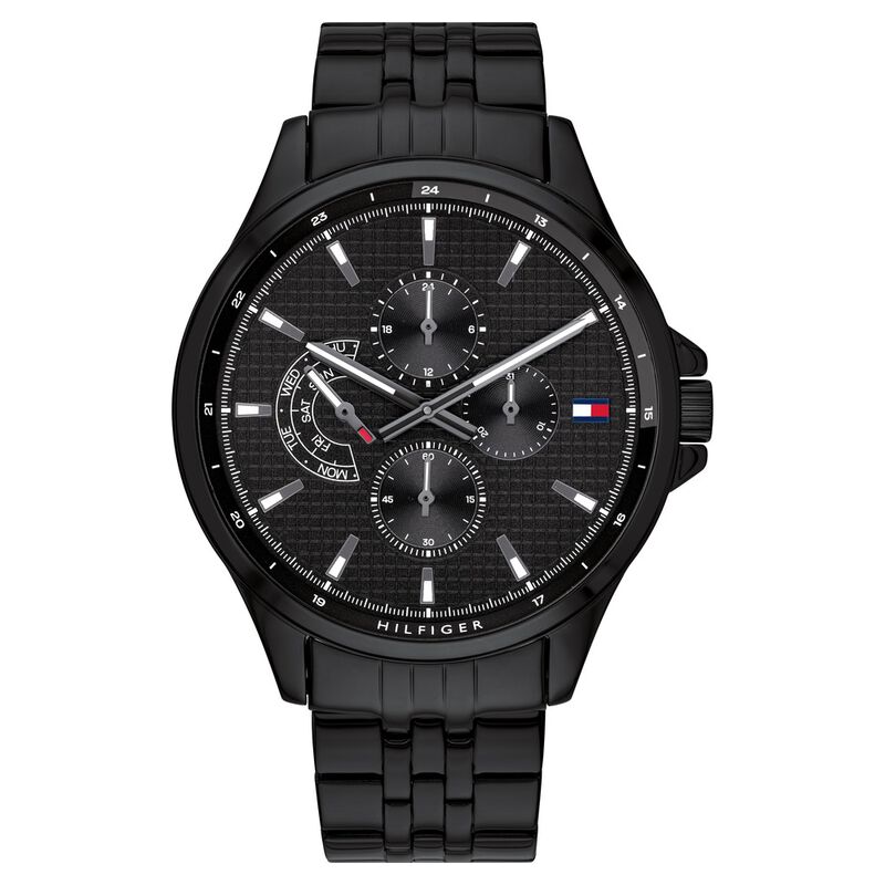 Tommy Hilfiger Quartz Multifunction Black Dial Stainless Steel Strap Watch for Men