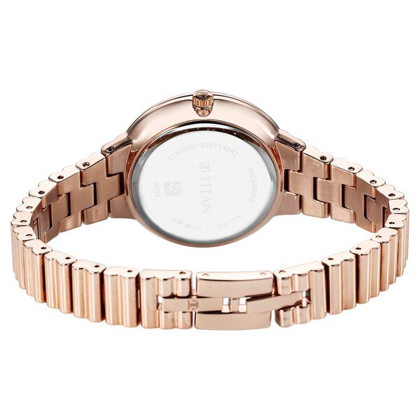 Titan Aura Quartz Analog Silver Dial Rose Gold Stainless Steel Strap Watch For Women - image number 4