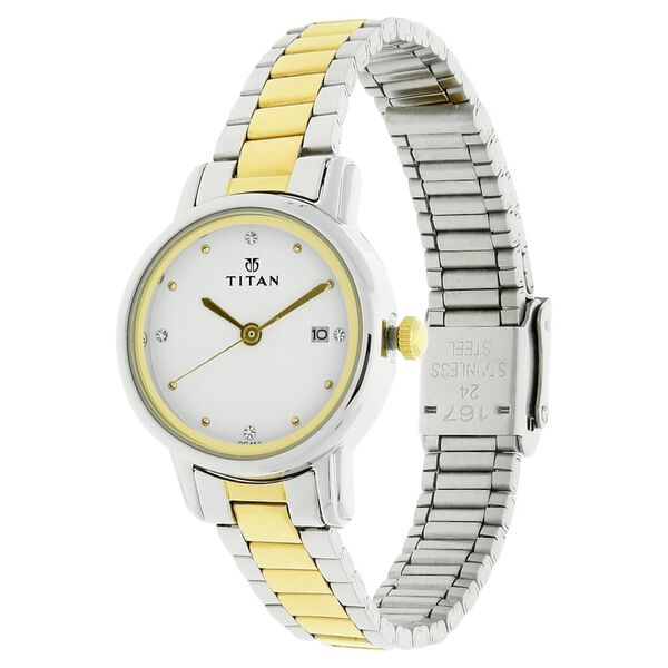 Titan Karishma White Dial Analog with Date Stainless Steel Strap watch for Women - image number 1