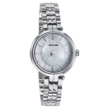 Sonata Wedding Quartz Analog Off White Dial Stainless Steel Strap Watch For Women