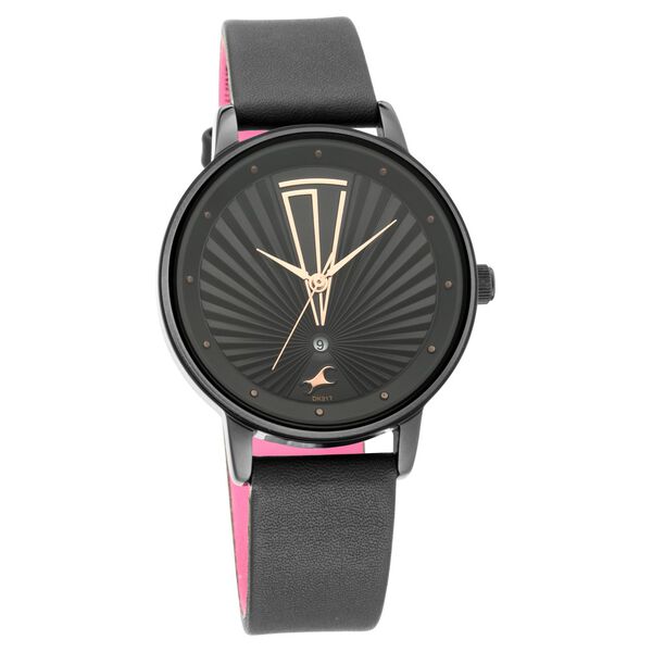Fastrack Ruffles Quartz Analog with Date Black Dial Leather Strap Watch for Girls - image number 1